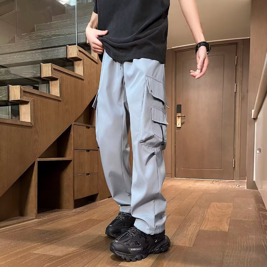 Charging Pants Men's Summer Thin Straight Cleanfit Design Overalls American High Street Waterproof Casual Pants