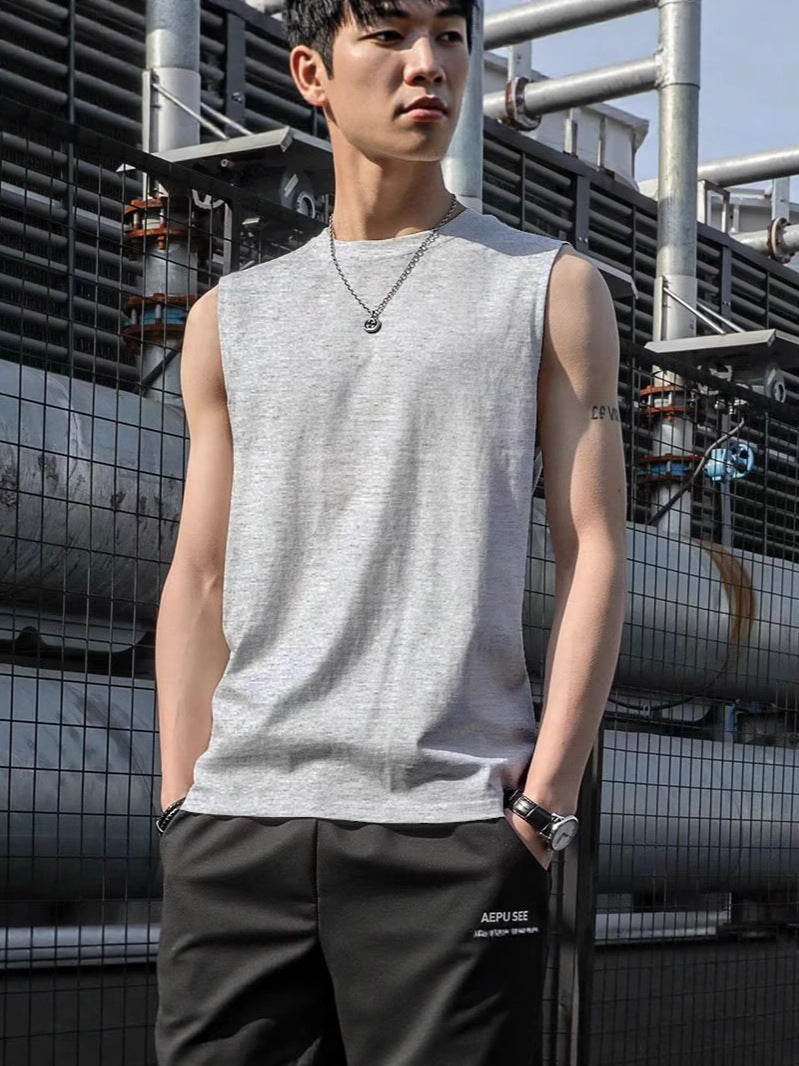 Summer Loose Sleeveless T-Shirt Men's Black Vest Trendy Brand Trendy Ins Bottoming Shirt Sports Fitness Running T-Shirt