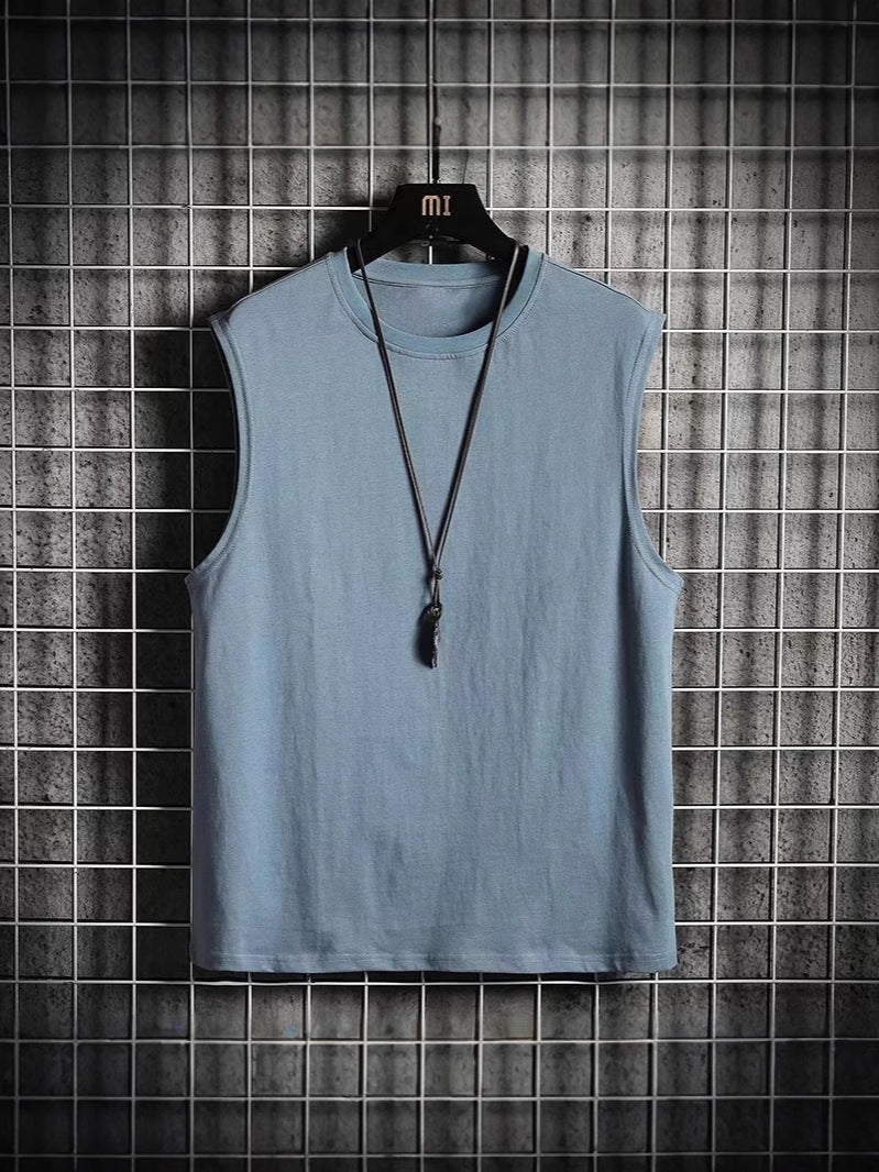 Summer Loose Sleeveless T-Shirt Men's Black Vest Trendy Brand Trendy Ins Bottoming Shirt Sports Fitness Running T-Shirt
