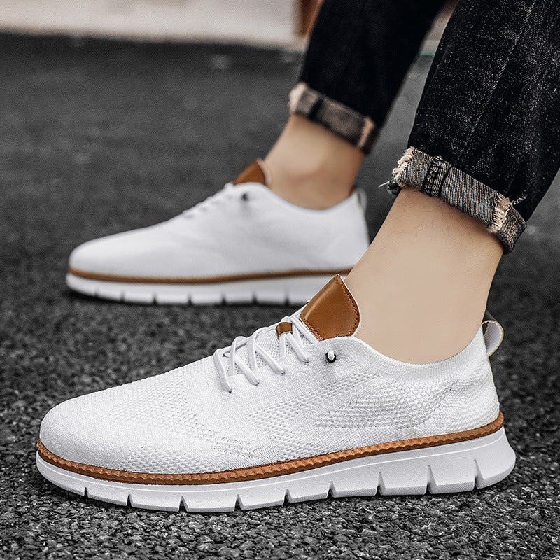 2025 British style men's shoes summer breathable sneaker fly woven mesh shoes men's