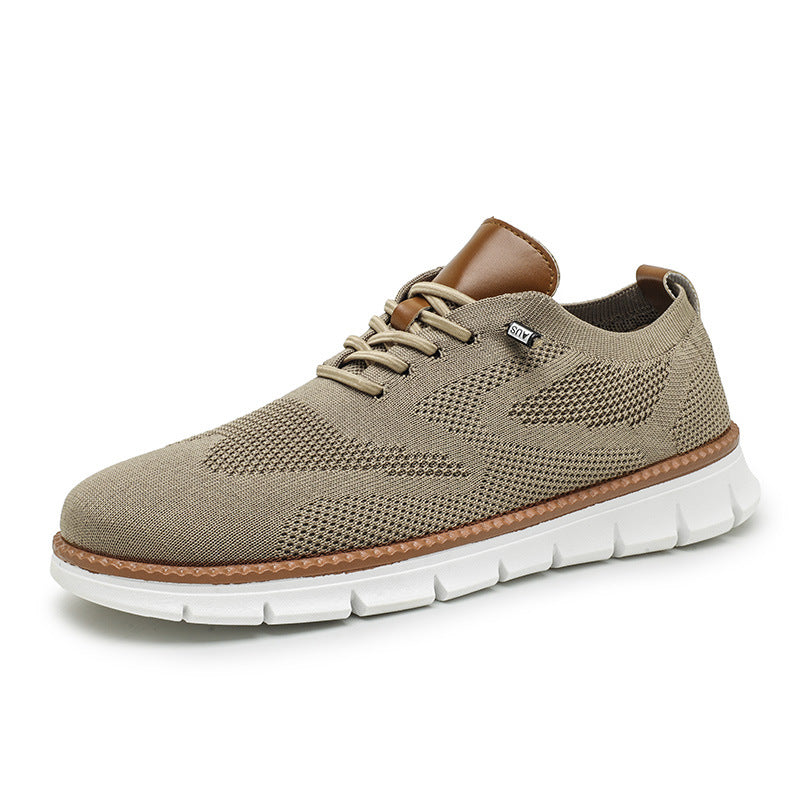 2025 British style men's shoes summer breathable sneaker fly woven mesh shoes men's