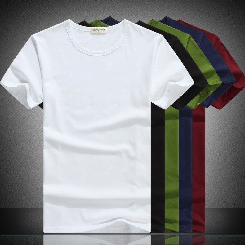 Summer Thin Men's Short-sleeved T-shirt Color Base Shirt Men's White T-shirt Slim-fit Korean Round Neck Half-sleeved Top