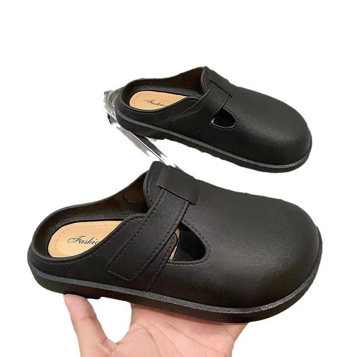 Summer Slippers for Women Ins Simple Waterproof Birkenstock Shoes Pure Color Fashionable Outer Wear Stylish Versatile Non-Slip Toe-Cap Sandals