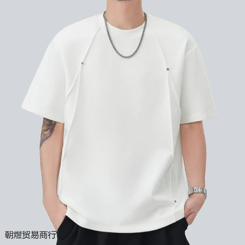 Designer Men's Short-Sleeved T-Shirt Summer New Air Layer Cool T-Shirt Versatile Men's Half-Sleeved High-End Men's Clothing