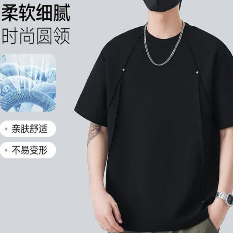 Designer Men's Short-Sleeved T-Shirt Summer New Air Layer Cool T-Shirt Versatile Men's Half-Sleeved High-End Men's Clothing