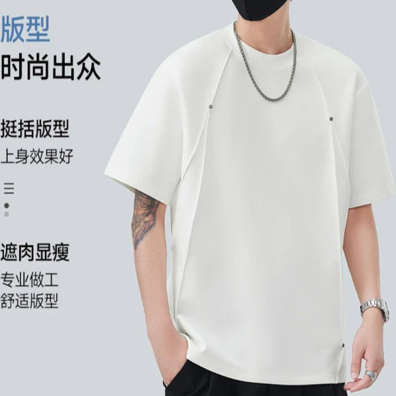 Designer Men's Short-Sleeved T-Shirt Summer New Air Layer Cool T-Shirt Versatile Men's Half-Sleeved High-End Men's Clothing