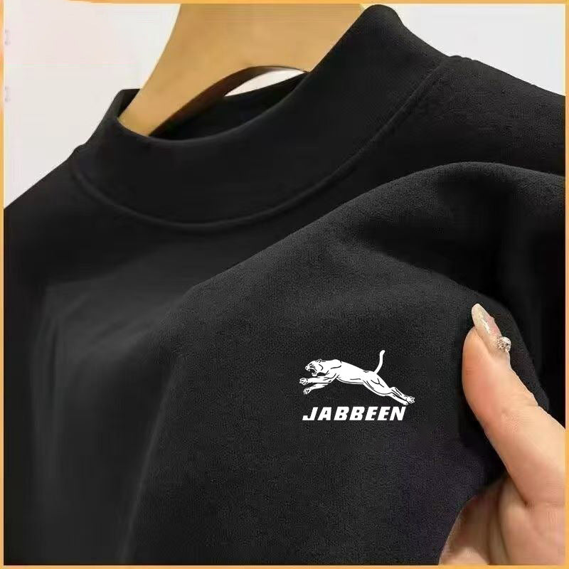 Autumn and Winter German Velvet Men's Long-Sleeved T-Shirt Warm Trendyy Versatile Half Turtleneck 1/2