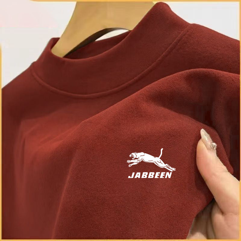 Autumn and Winter German Velvet Men's Long-Sleeved T-Shirt Warm Trendyy Versatile Half Turtleneck 1/2