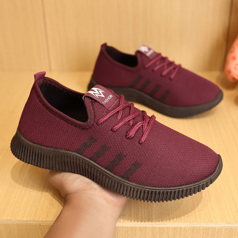Spring New Women's Shoes Breathable Lightweight Mother Shoes Casual Comfortable All-match Sneakers Middle-aged and Elderly Walking Shoes