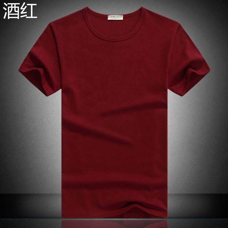 Summer thin men's short sleeve t-shirt color bottoming shirt men's white T-shirt Slim Korean style round neck half sleeve top