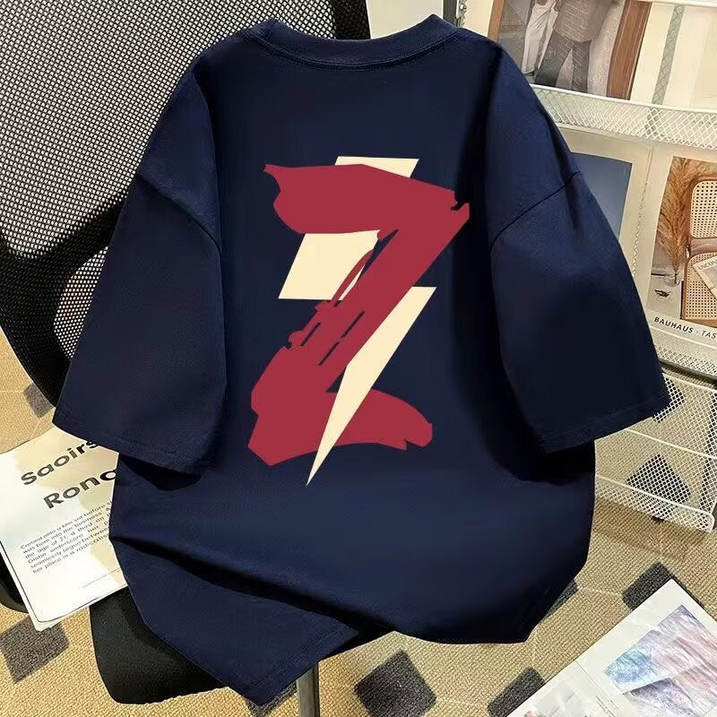 Fashion Brand Contrast Color Letter Print Short-Sleeved T-shirt Boys and Girls Summer 2026 American Students All-Match Loose Top Ins