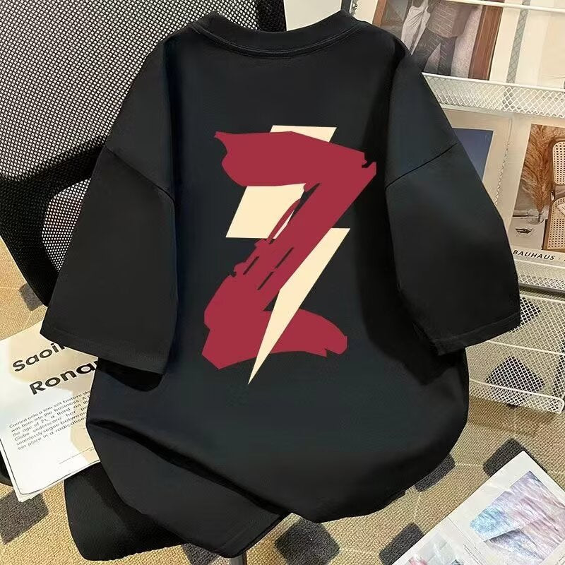 Fashion Brand Contrast Color Letter Print Short-Sleeved T-shirt Boys and Girls Summer 2026 American Students All-Match Loose Top Ins