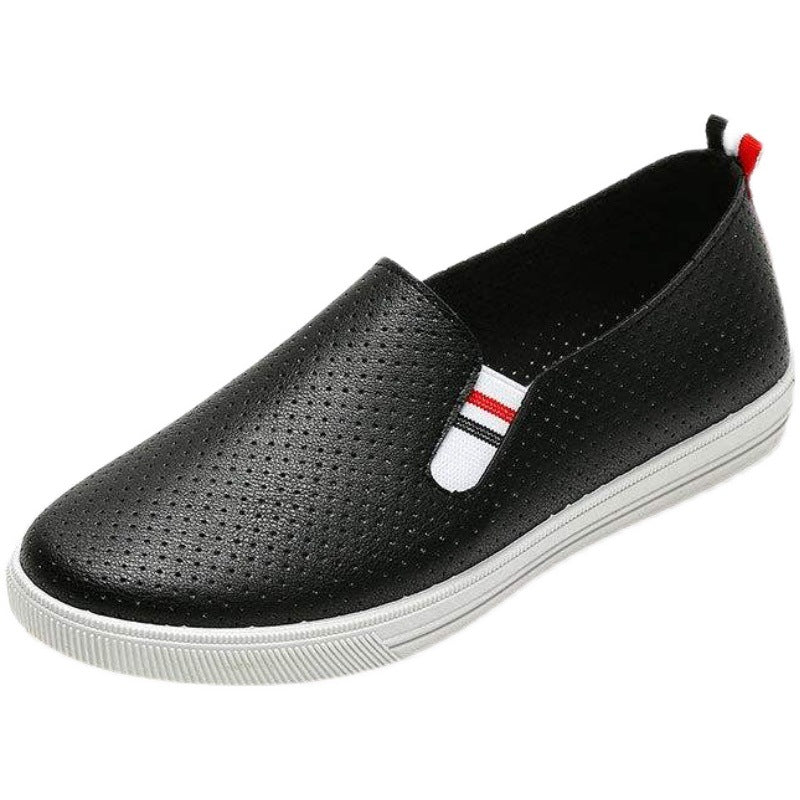 Old Beijing Cloth Shoes Women's Hollow Breathable Single-layer Shoes Flat Bottom All-match Cyber Popular White Shoes Soft Bottom Spring/Summer 2025 New Arrival