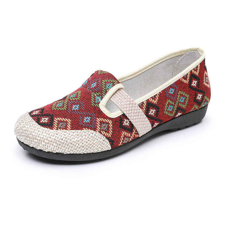 Beijing cloth shoes retro Chinese style slip-on women's shoes spring and autumn ethnic breathable flat shoes mother work shoes