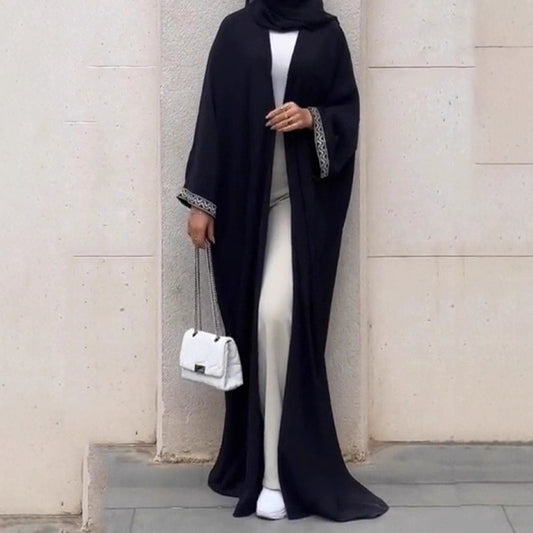 F420 Export Cross-Border E-Commerce Independent Station Arabic Bead Embroidered Lace Robe Fashionable Outer Wear Abaya Robe