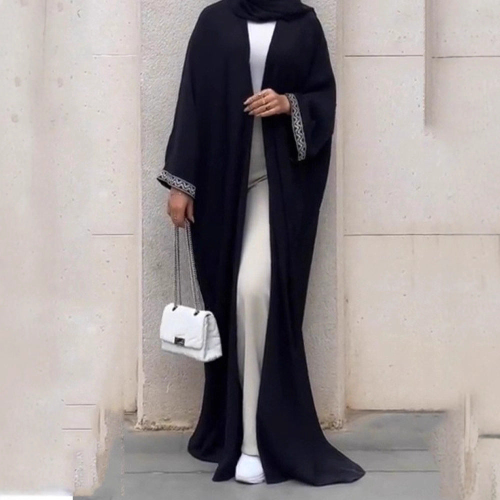 F420 Export Cross-Border E-Commerce Independent Station Arabic Bead Embroidered Lace Robe Fashionable Outer Wear Abaya Robe