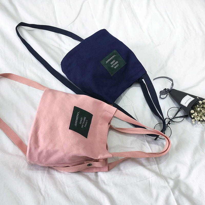 Women's Bag 2017 Korean Style Fashionable New Arrival Canvas Bucket Small Bag Casual Fashionable Simple Shoulder Bag Women's Crossbody Bag