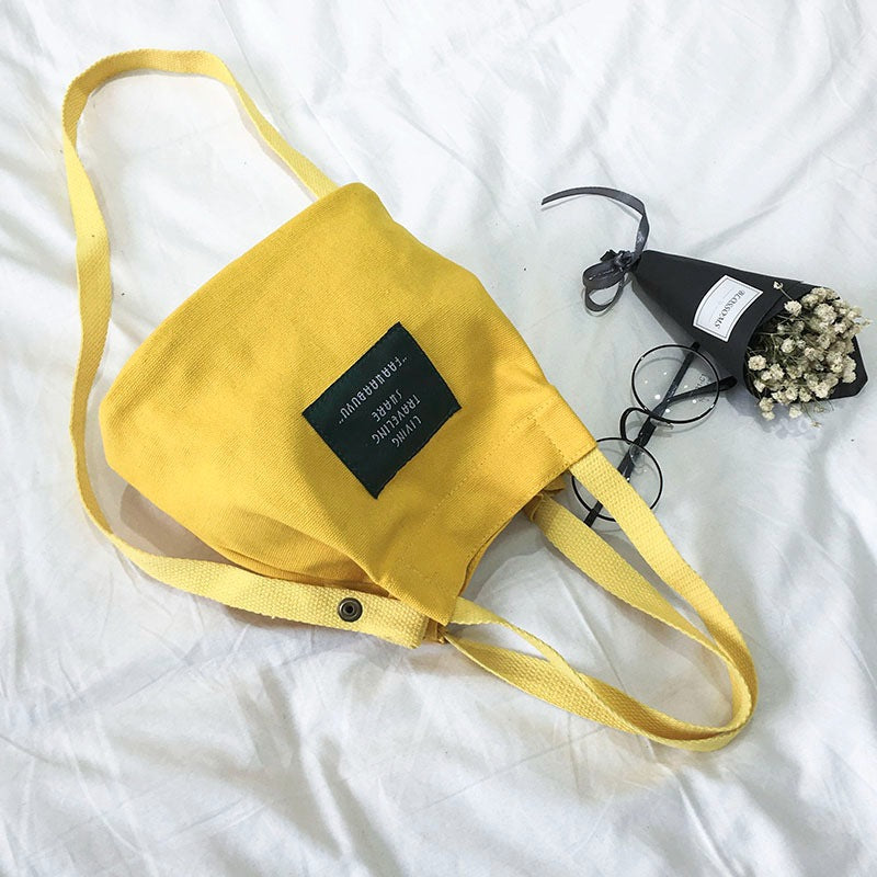 Women's Bag 2017 Korean Style Fashionable New Arrival Canvas Bucket Small Bag Casual Fashionable Simple Shoulder Bag Women's Crossbody Bag