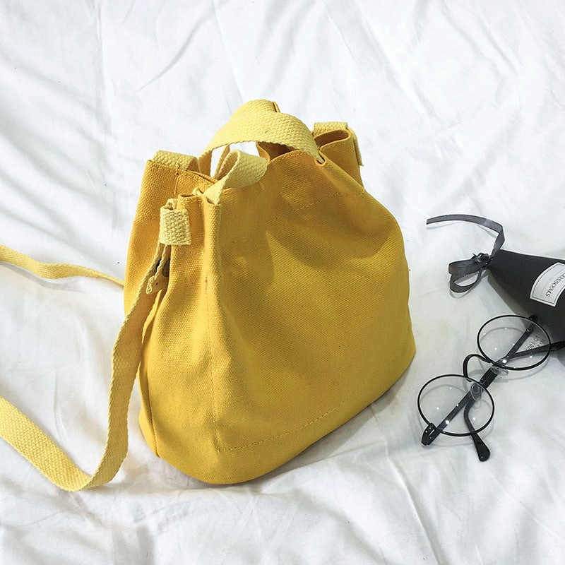 Women's Bag 2017 Korean Style Fashionable New Arrival Canvas Bucket Small Bag Casual Fashionable Simple Shoulder Bag Women's Crossbody Bag