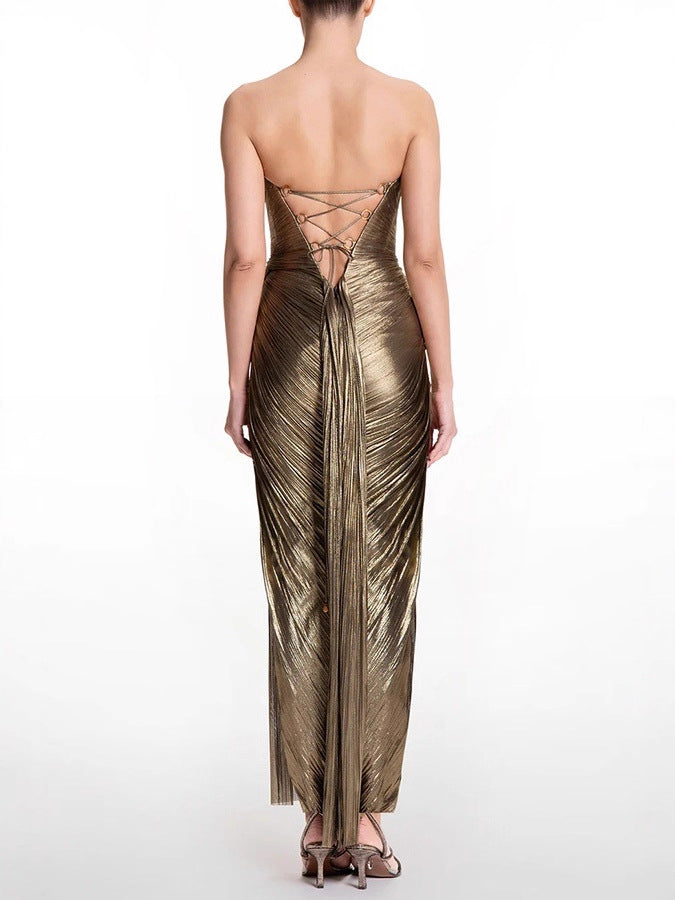 Independent Station Amazon European and American Clothing Cross-Border Dress Sleeveless Slim Sexy Dress One Shoulder Backless 8206