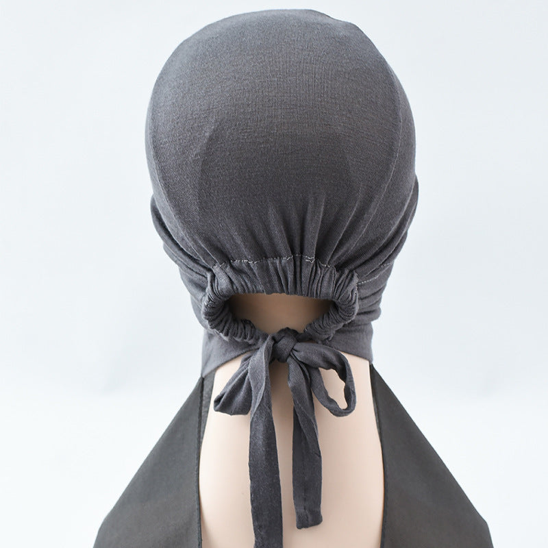 Rayon Adjustable Headscarf Hat, Chiffon Base Cap, Women's Thin Breathable Sweat-Absorbent Headscarf Scarf All-In-One Head Wrap