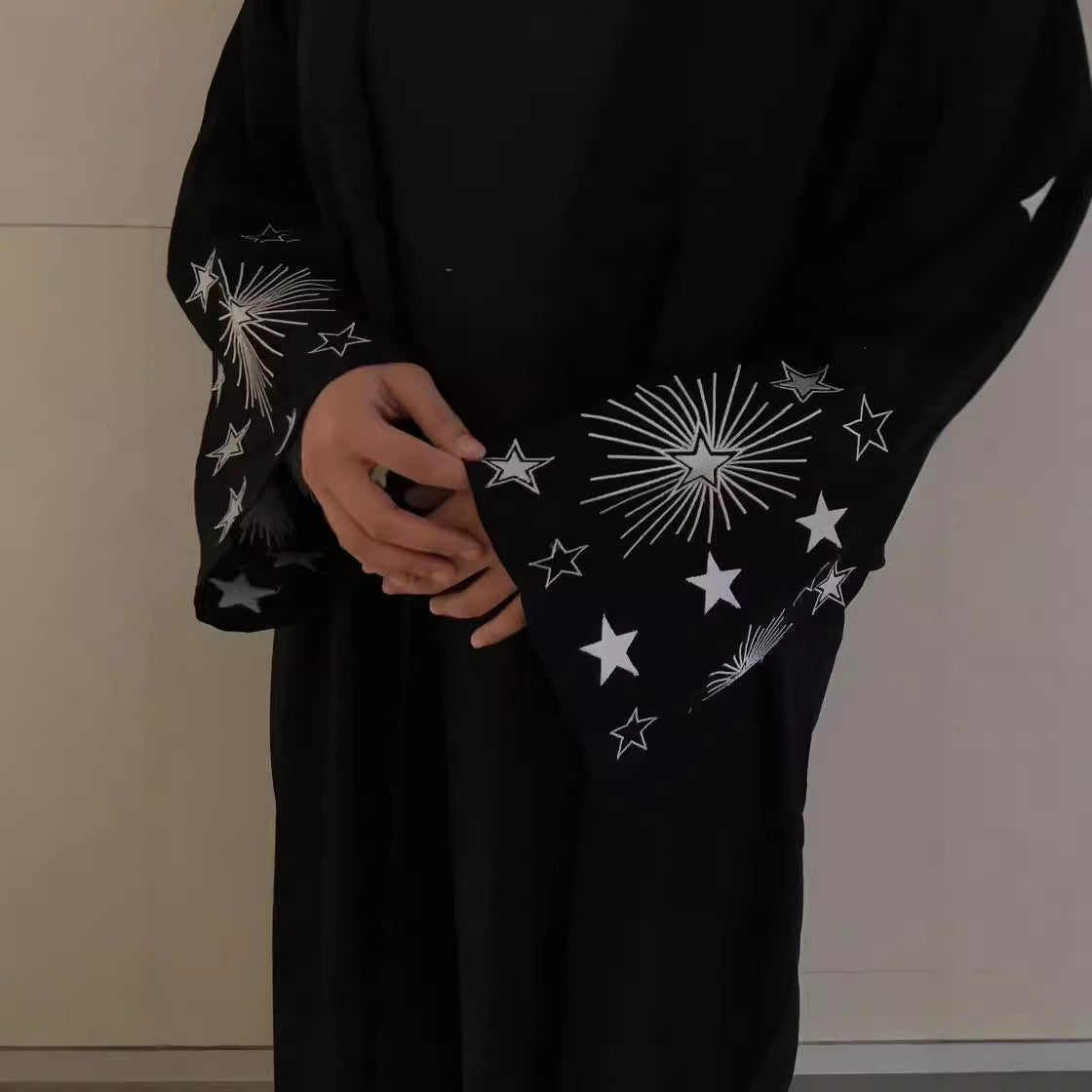 F427 Foreign Trade Cross-Border Dubai Arab Women's Embroidered Robe Fashionable Outerwear Abaya Robe in Stock