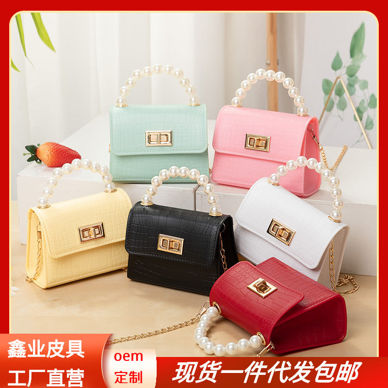 foreign trade crocodile pattern Pearl portable jelly bag shoulder Women's bag messenger bag bags mobile phone casual bag