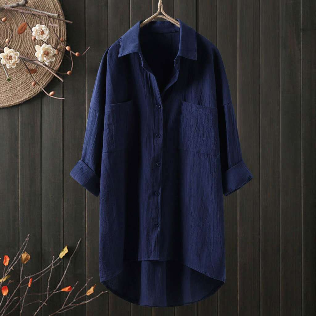 Autumn Women's Clothing New Korean Style Pure Color Cotton and Linen Shirts Loose Autum Tops Shirts Women's Shirts