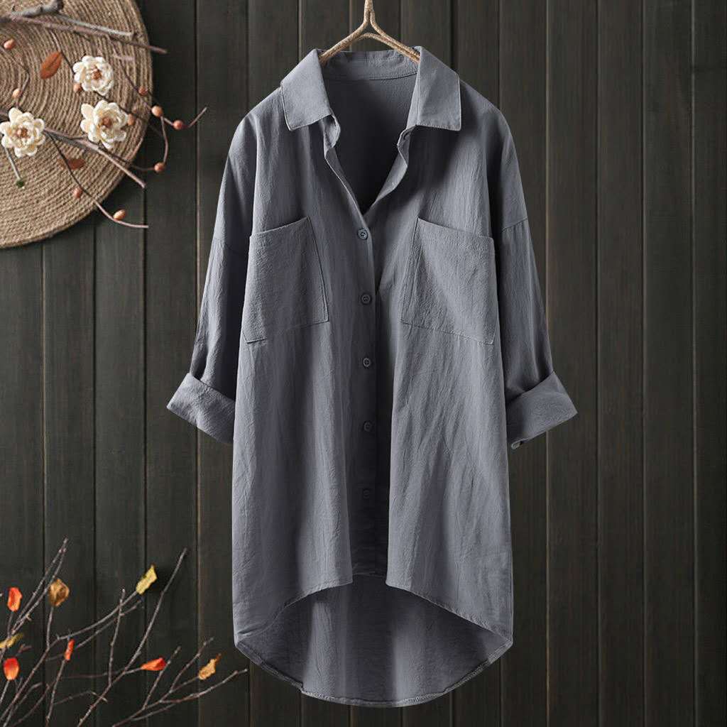Autumn Women's Clothing New Korean Style Pure Color Cotton and Linen Shirts Loose Autum Tops Shirts Women's Shirts