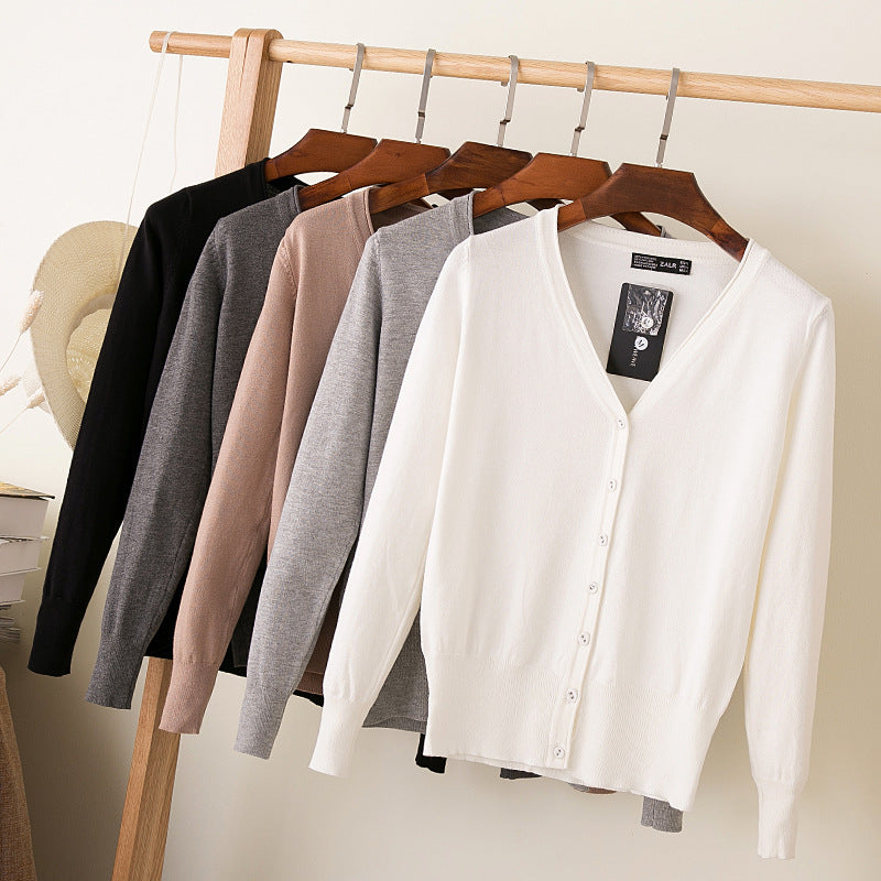 Foreign trade export spring and autumn loose sweater sweater top women's cardigan thin spring and autumn long sleeve coat