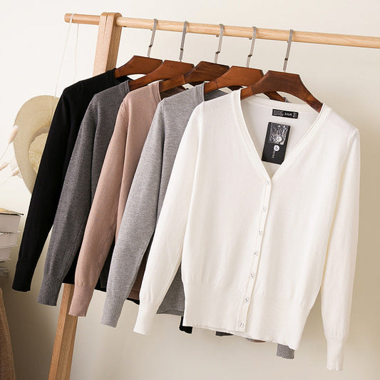 Foreign trade export spring and autumn loose sweater sweater top women's cardigan thin spring and autumn long sleeve coat