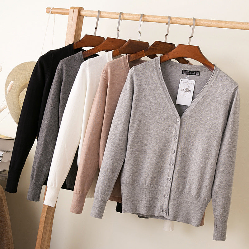 Foreign trade export spring and autumn loose sweater sweater top women's cardigan thin spring and autumn long sleeve coat