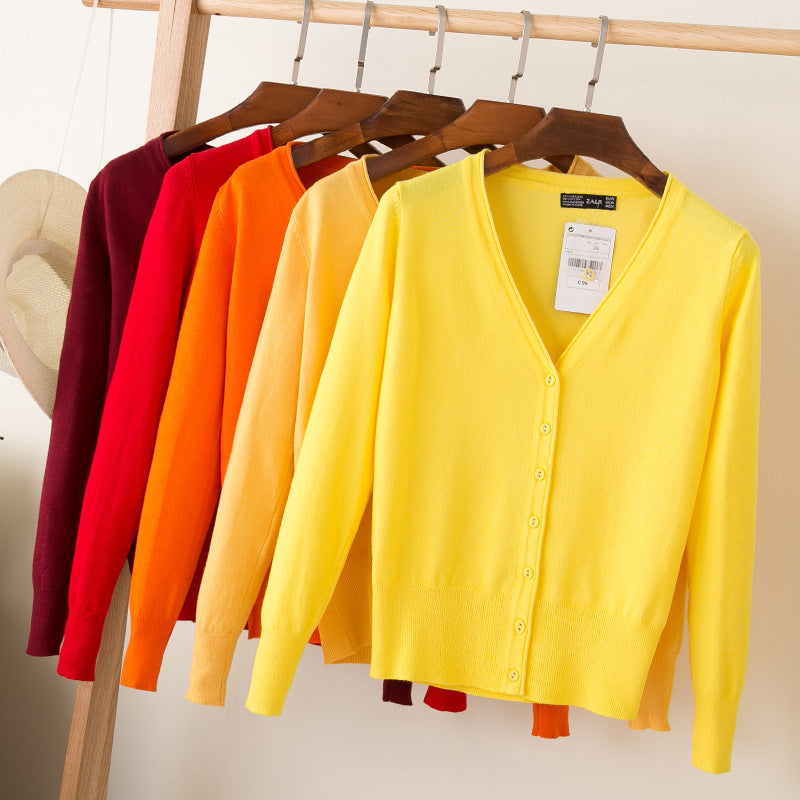 Foreign trade export spring and autumn loose sweater sweater top women's cardigan thin spring and autumn long sleeve coat