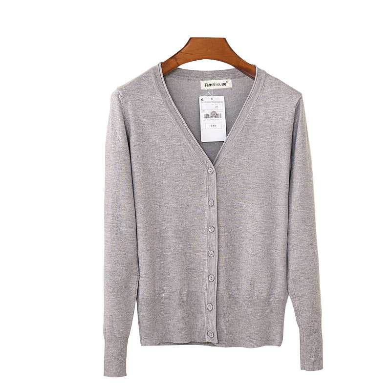 Foreign trade export spring and autumn loose sweater sweater top women's cardigan thin spring and autumn long sleeve coat