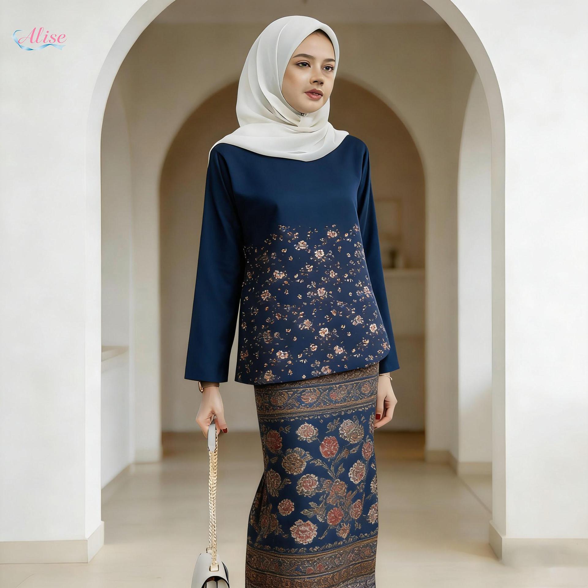 2026 Cross-Border Amazon Independent Station Popular Fashion Long Skirt Temperament Two-Piece Suit Malay Floral Suit