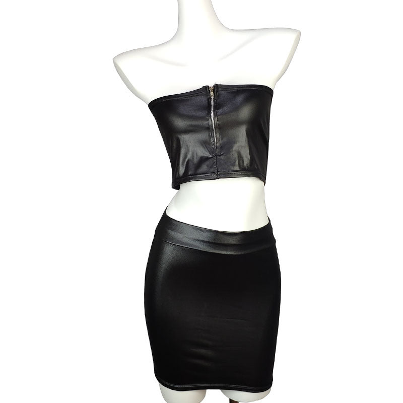 S-3XL Korean Women's Imitation Leather Base Skirt Matte Imitation Leather Skirt Imitation PU Hip Skirt Summer Skirt