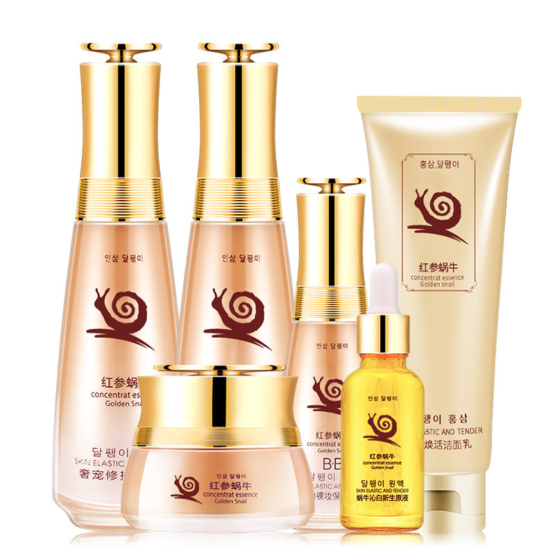 Ginseng Snail Hydrating Skin Care Product Set Women's Beauty Salon Cosmetics Set Six-Piece Set to Brighten