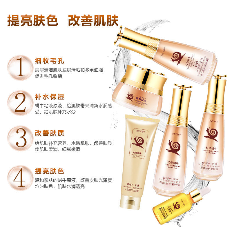 Ginseng Snail Hydrating Skin Care Product Set Women's Beauty Salon Cosmetics Set Six-Piece Set to Brighten