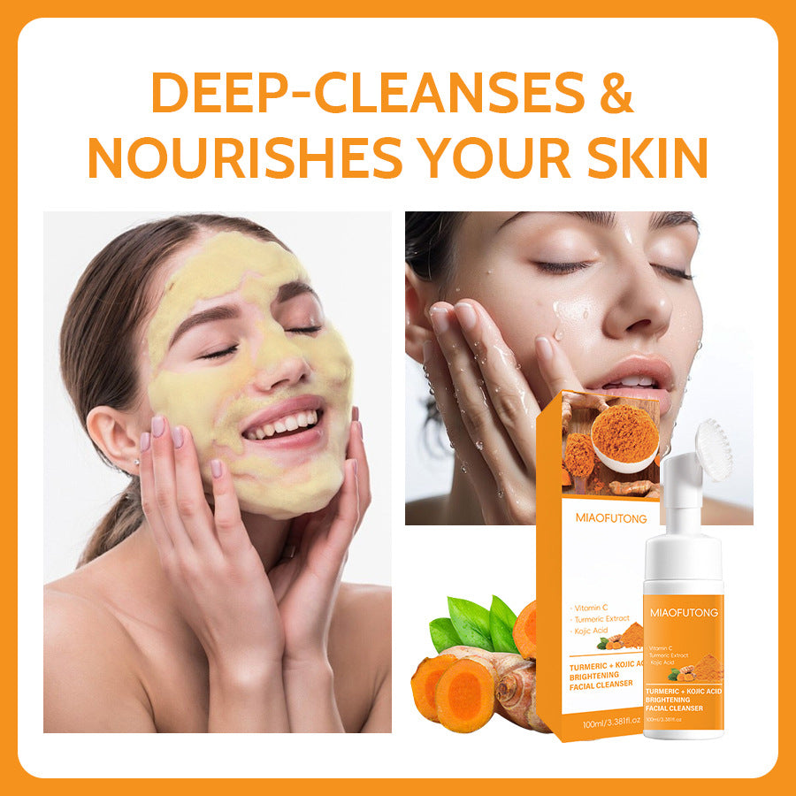 L Popular Turmeric Cleansing Mousse Facial Cleansing Pad Turmeric Soap Three-Piece Cleansing and Moisturizing Skin Care Set