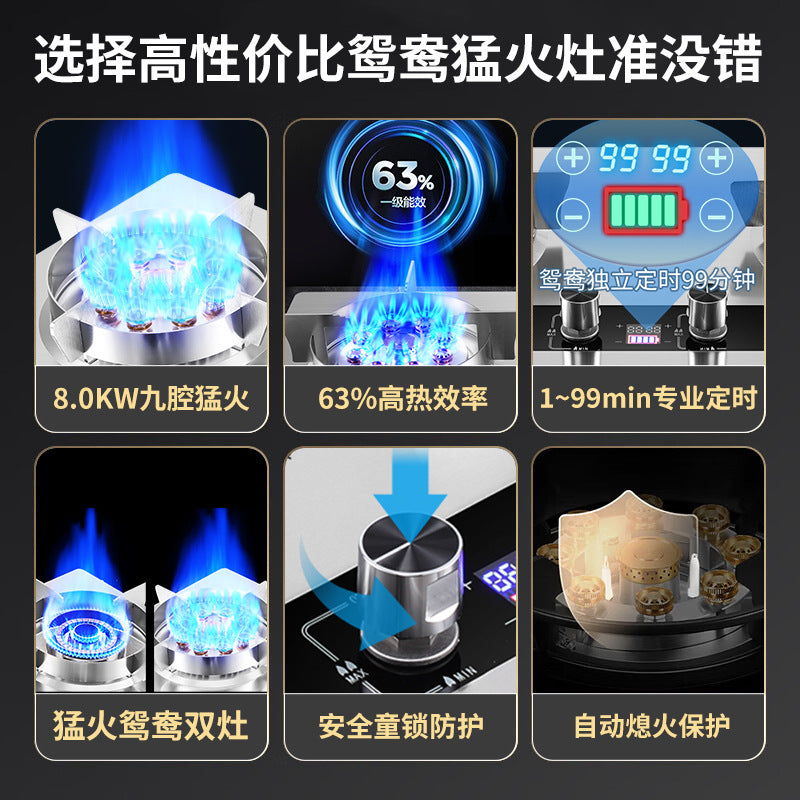in stock household gas stove double stove liquefied gas natural gas stove gas stove fierce fire timing table embedded dual-purpose wholesale