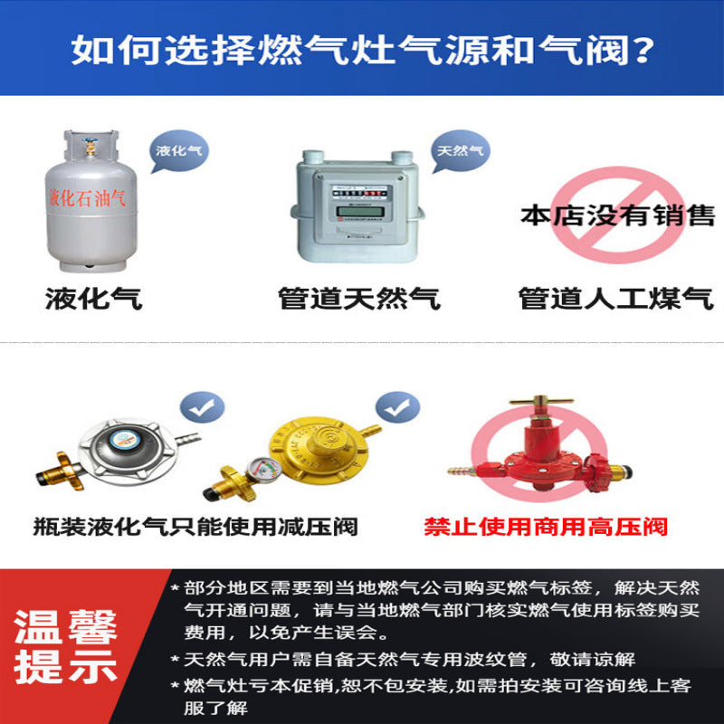 Desktop Gas Stove Double Stove Household Gas Stove Rental Stainless Steel Fierce Fire Natural Gas Stove Liquefied Gas Stove