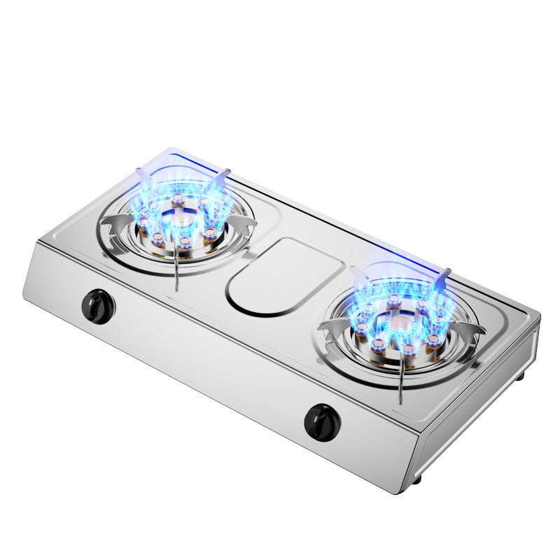 Desktop Gas Stove Double Stove Household Gas Stove Rental Stainless Steel Fierce Fire Natural Gas Stove Liquefied Gas Stove