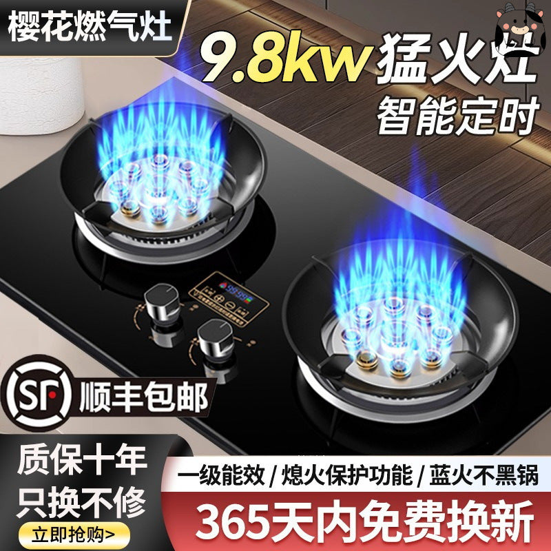 Gas Stove Double Stove Household Desktop Liquefied Gas Gas Stove Natural Gas Embedded Energy-Saving Fierce Fire Gas Stove