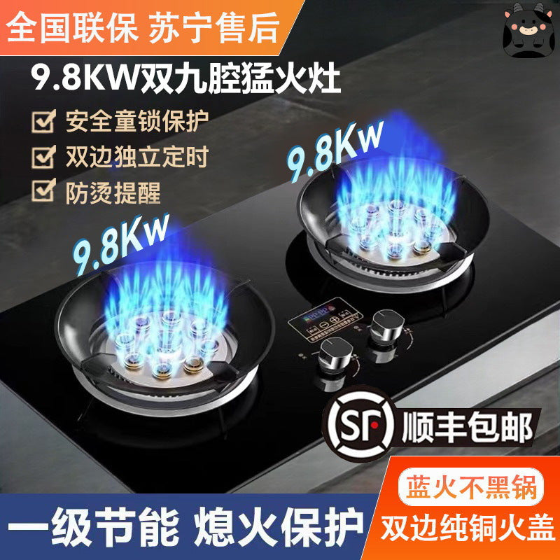 Gas Stove Double Stove Household Desktop Liquefied Gas Gas Stove Natural Gas Embedded Energy-Saving Fierce Fire Gas Stove