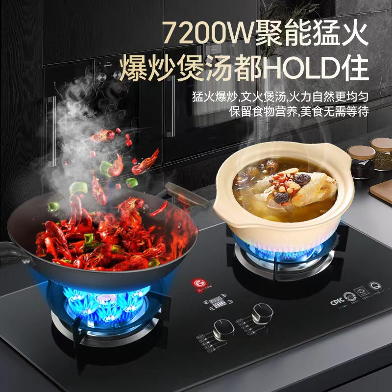 Gas Stove Double Stove Household Gas Stove Natural Gas LPG Embedded Desktop Fierce Stove Stove Timing New Style
