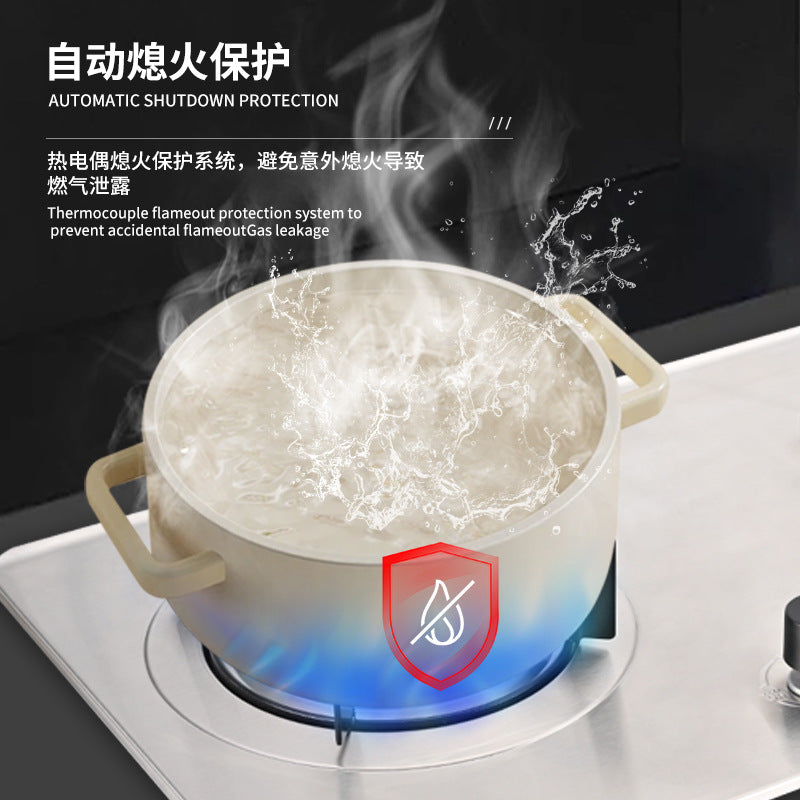 Wanjiale Life Embedded Stainless Steel Panel Nine-Cavity Fierce Fire Natural Gas Stove Flameout Protection Device Double Stove