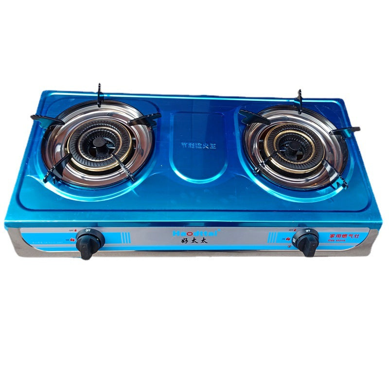 Gas Stove Double Stove Household Gas Stove Double Stove Stainless Steel Table Style Old-fashioned LPG Natural Gas Double Stove Fierce