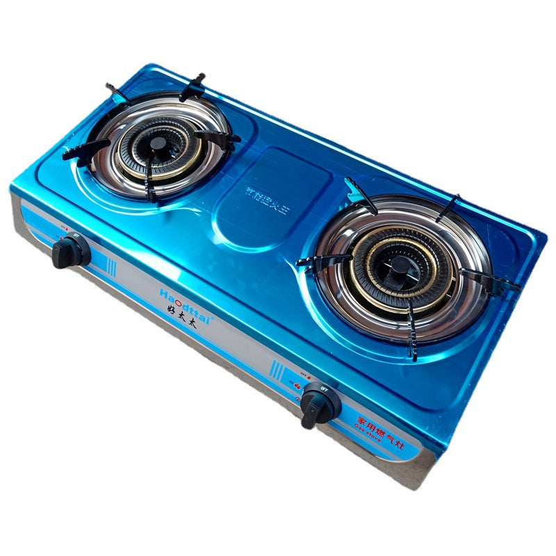 Gas Stove Double Stove Household Gas Stove Double Stove Stainless Steel Table Style Old-fashioned LPG Natural Gas Double Stove Fierce