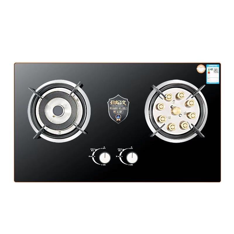 Household Gas Stove Double Stove Embedded Dual-Purpose Tempered Glass Pulse Ignition Thermocouple with Flameout Fierce Fire Gas Stove
