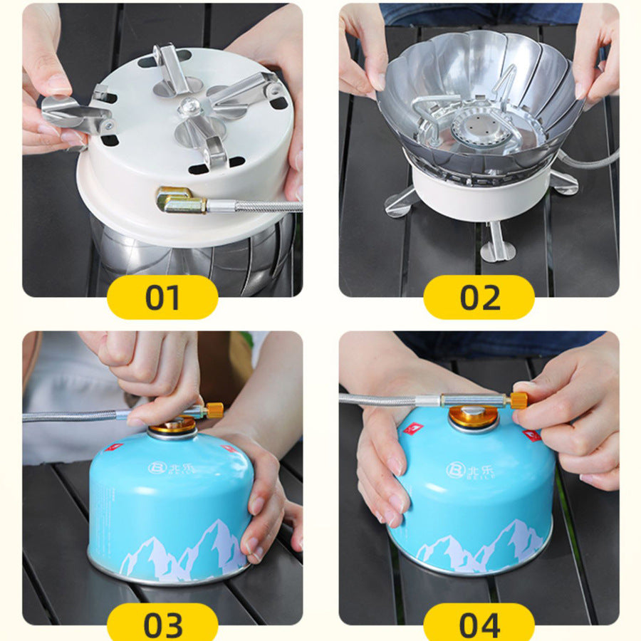 Outdoor Gas Stove Camping Windproof Stove Portable Water Boiling Tea Stove Tile Lotus Gas Stove Fierce Stove